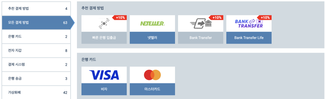 베팅과 승리의 세계에 참여하려면 편리한 방법으로 계정에 자금을 입금하세요.