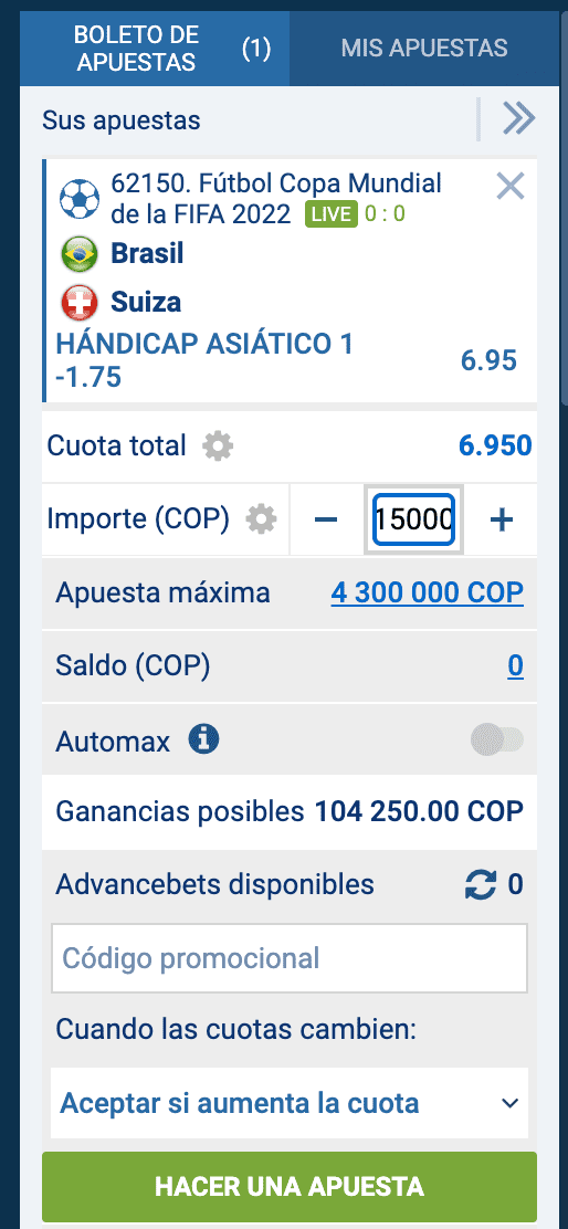 cupón 1xbet