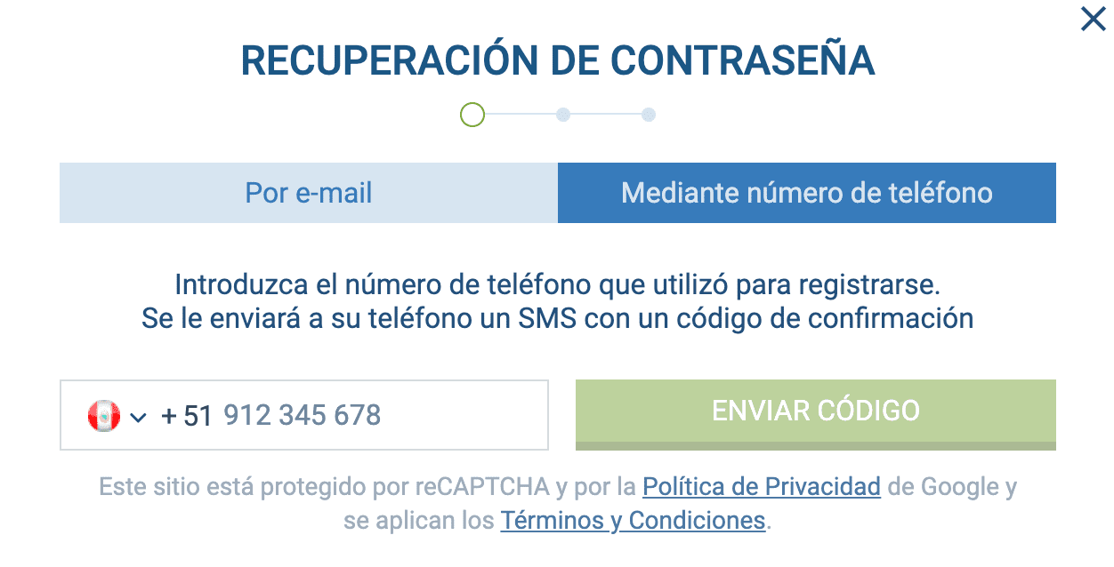 recuperación por teléfono