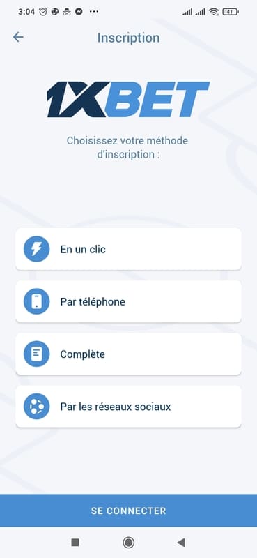 Méthodes d’inscription 1xbet app Sénégal