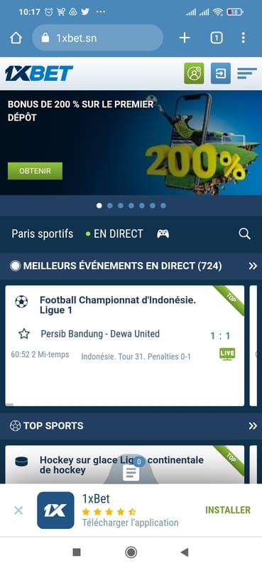 Télécharger 1xbet apk Sénégal