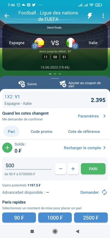 Placer un paris sur 1xbet app